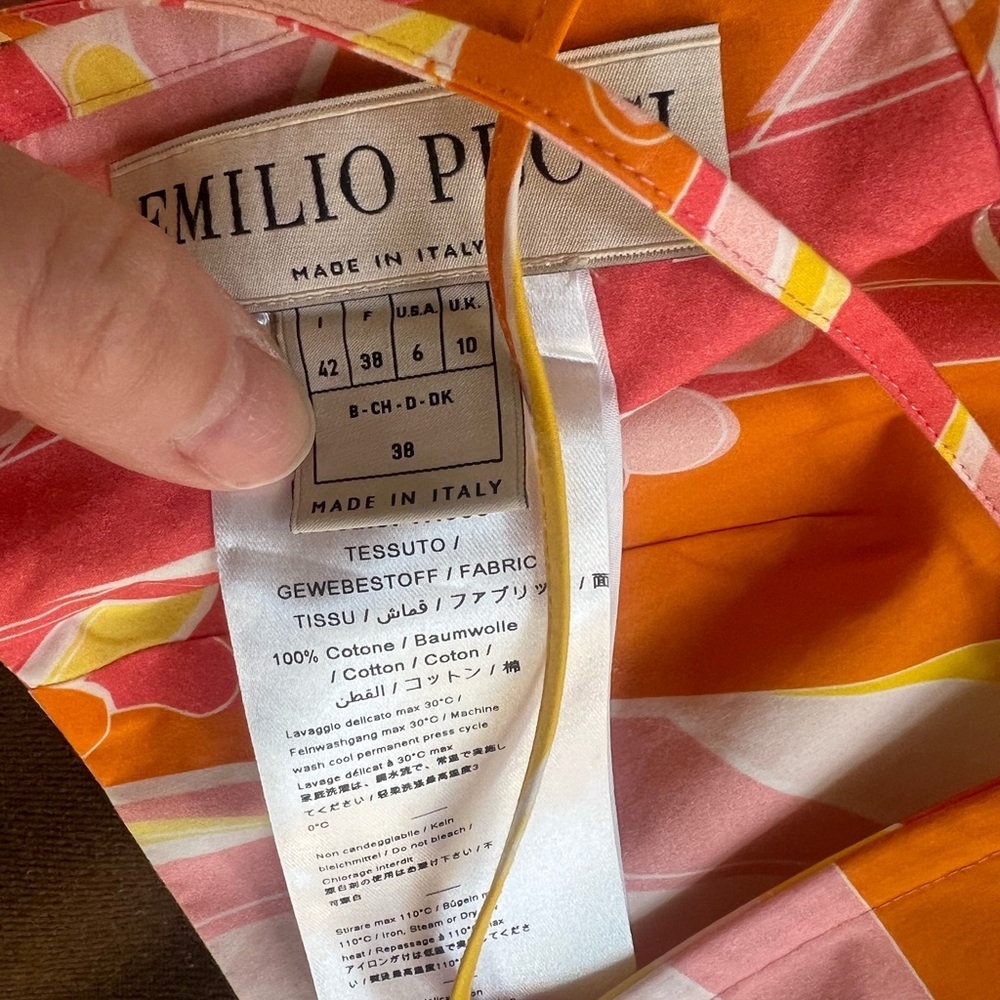 Emilio Pucci Yellow Orange Pink White Printed Mini Dress - Picture 5 of 10